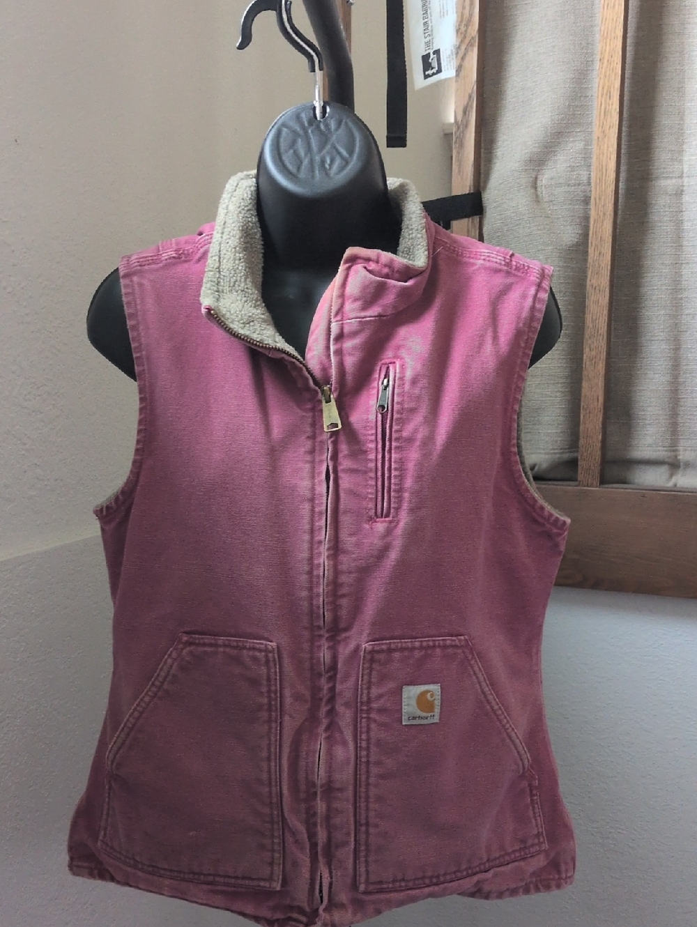 ✨ Carhartt Vintage Duck Vest In Pink Rose Mauve Size Xs - Picture 2 of 8